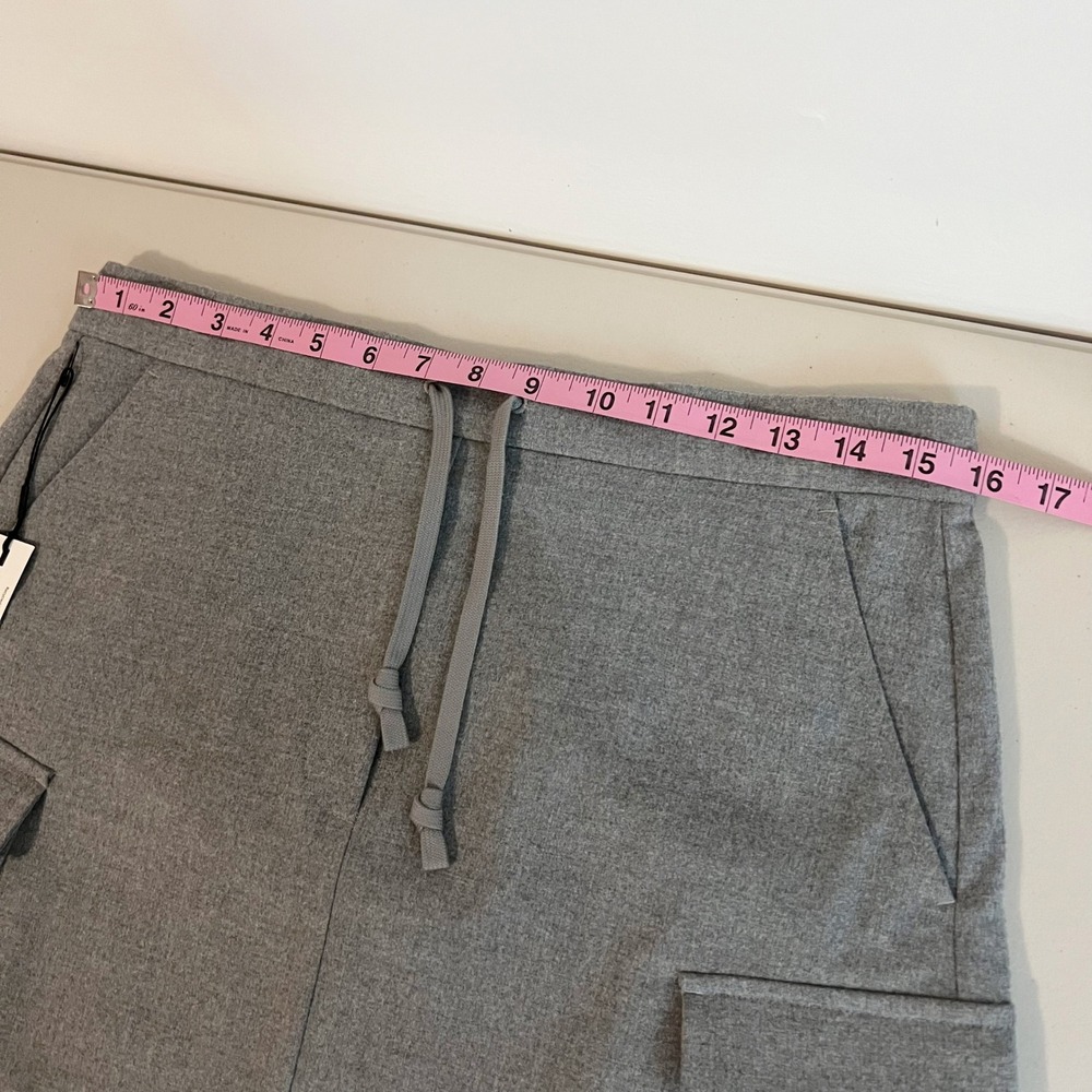 The Group Babaton Gray Mini Skirt‎ Cargo Drawstring Pockets Casual Womens M - Picture 8 of 10